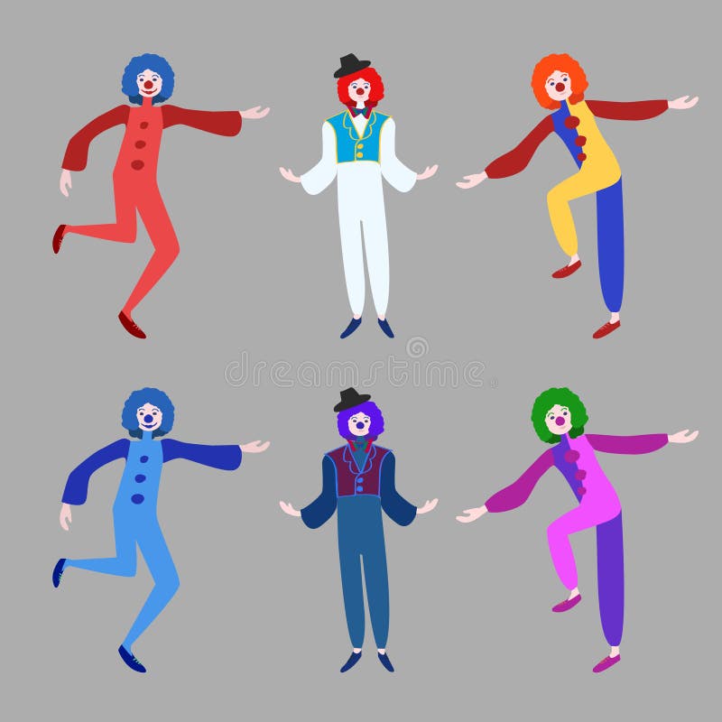 Inzameling van circus de Grappige Clowns royalty-vrije illustratie Inzameling van circus de Grappige Clowns royalty-vrije illustratie