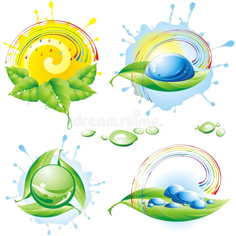 Inzameling van de lente eco-pictogrammen. stock illustratie Inzameling van de lente eco-pictogrammen. stock illustratie
