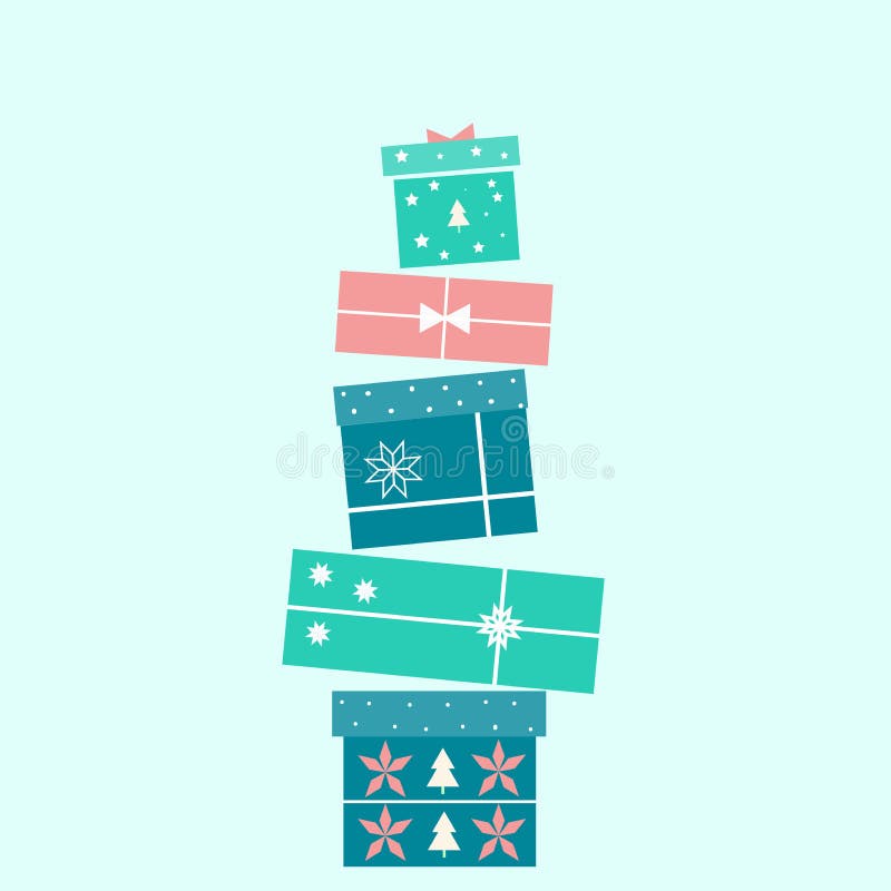 Inzameling van de vector kleurrijke dozen van de Kerstmisgift De illustratie van de vakantie stock illustratie Inzameling van de vector kleurrijke dozen van de Kerstmisgift De illustratie van de vakantie stock illustratie