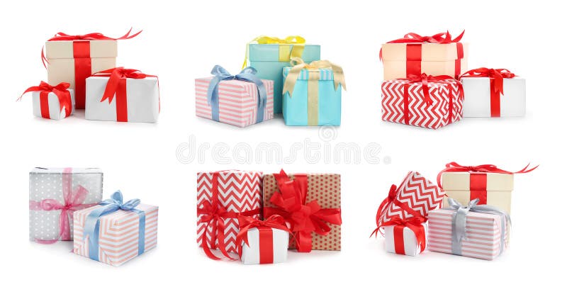 Collectie van diverse cadeauverpakkingen royalty-vrije stock foto