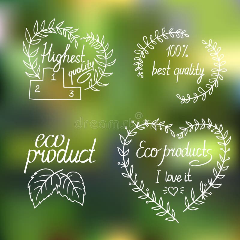 Inzameling van eco en bioetiketten, kentekens royalty-vrije illustratie Inzameling van eco en bioetiketten, kentekens royalty-vrije illustratie