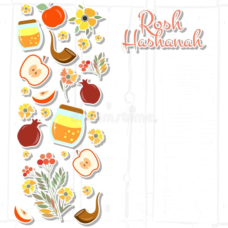 Inzameling van etiketten en elementen voor Rosh Hashanah (Joodse Nieuw royalty-vrije illustratie Inzameling van etiketten en elementen voor Rosh Hashanah (Joodse Nieuw royalty-vrije illustratie