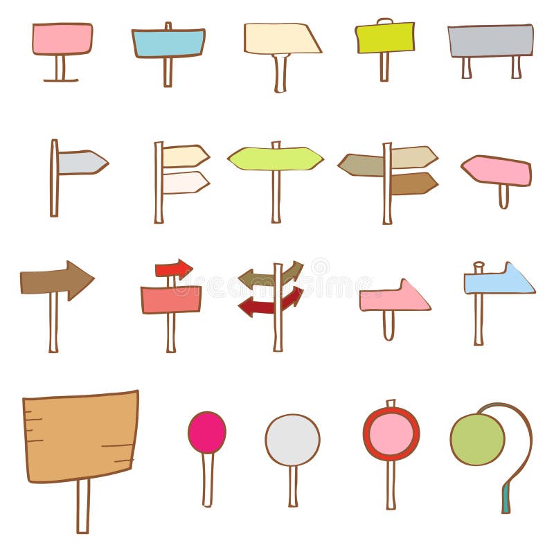 A set of collection of cute signboard elements. A set of collection of cute signboard elements