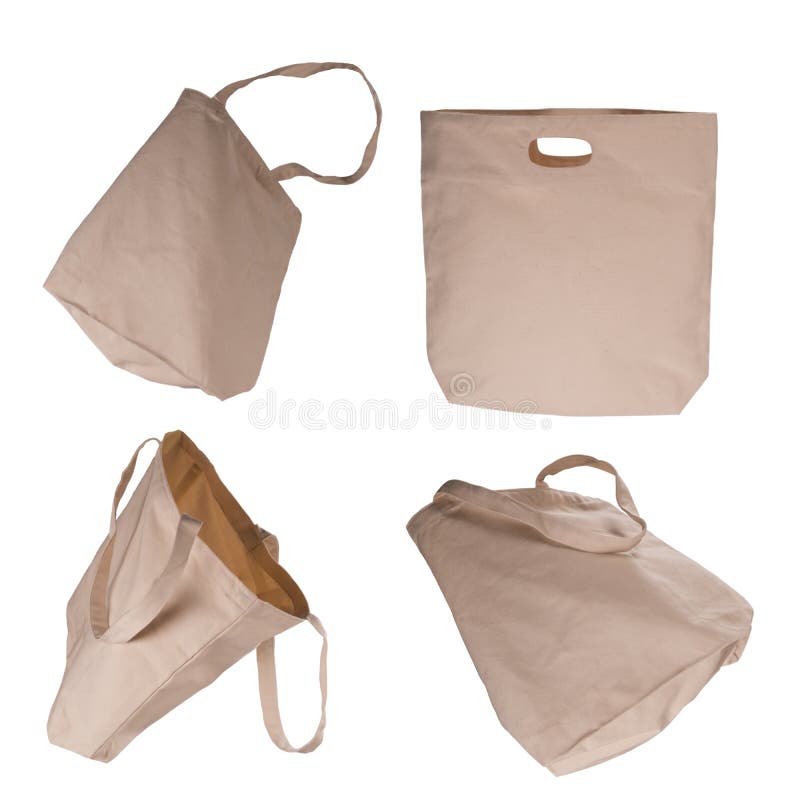 Inzameling van lichte beige katoenen zakken op witte achtergrond royalty-vrije illustratie Inzameling van lichte beige katoenen zakken op witte achtergrond royalty-vrije illustratie