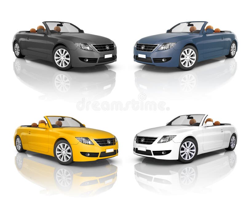 Collectie mooie, moderne auto's stock illustratie