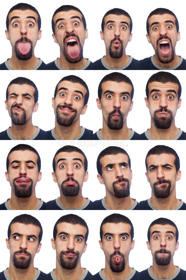 Youg Man Collection of Expressions on White Background. Youg Man Collection of Expressions on White Background