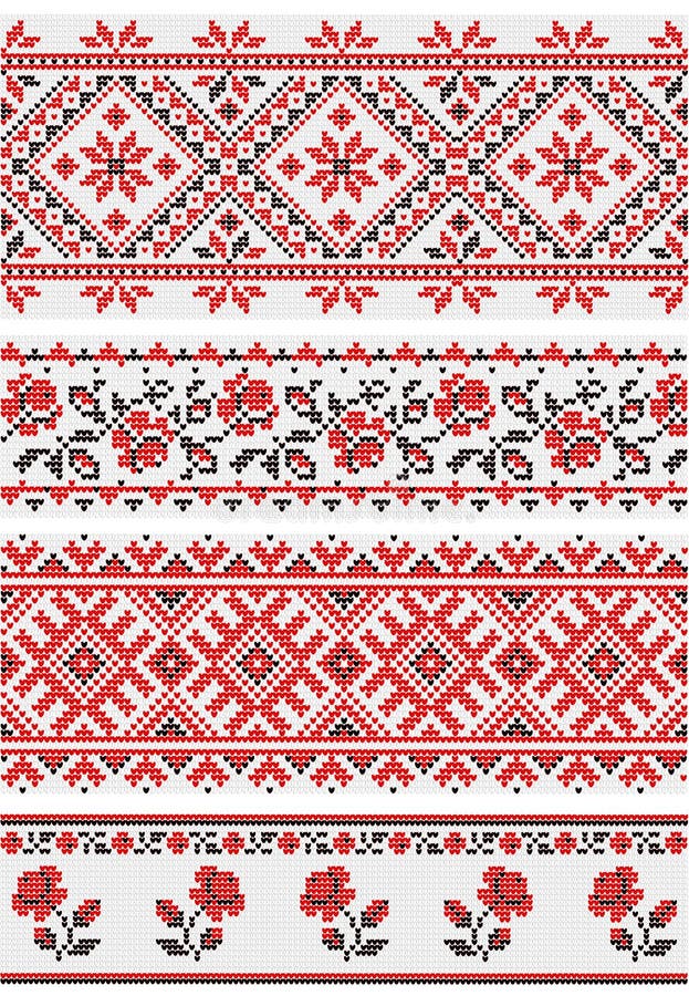 Inzameling van vegetatieve ornamenten in de Oekraïense stijl stock illustratie Inzameling van vegetatieve ornamenten in de Oekraïense stijl stock illustratie
