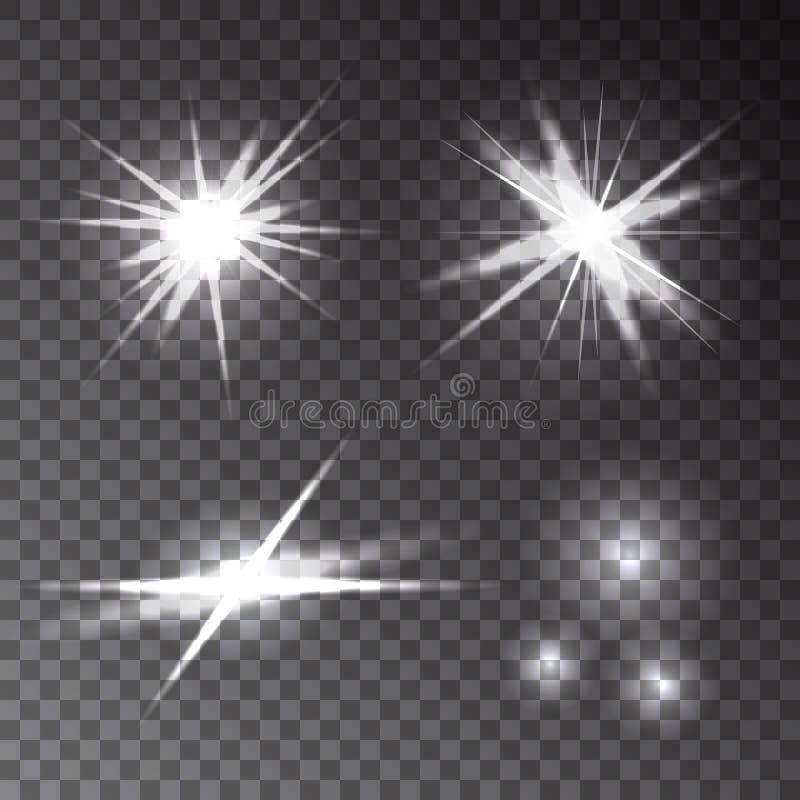 Inzameling van verschillende transparante het gloeien flits lichteffecten vector illustratie Inzameling van verschillende transparante het gloeien flits lichteffecten vector illustratie