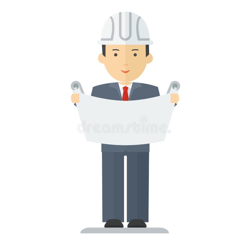 Inżynier studiuje plan ilustracji Inżynier studiuje plan ilustracji