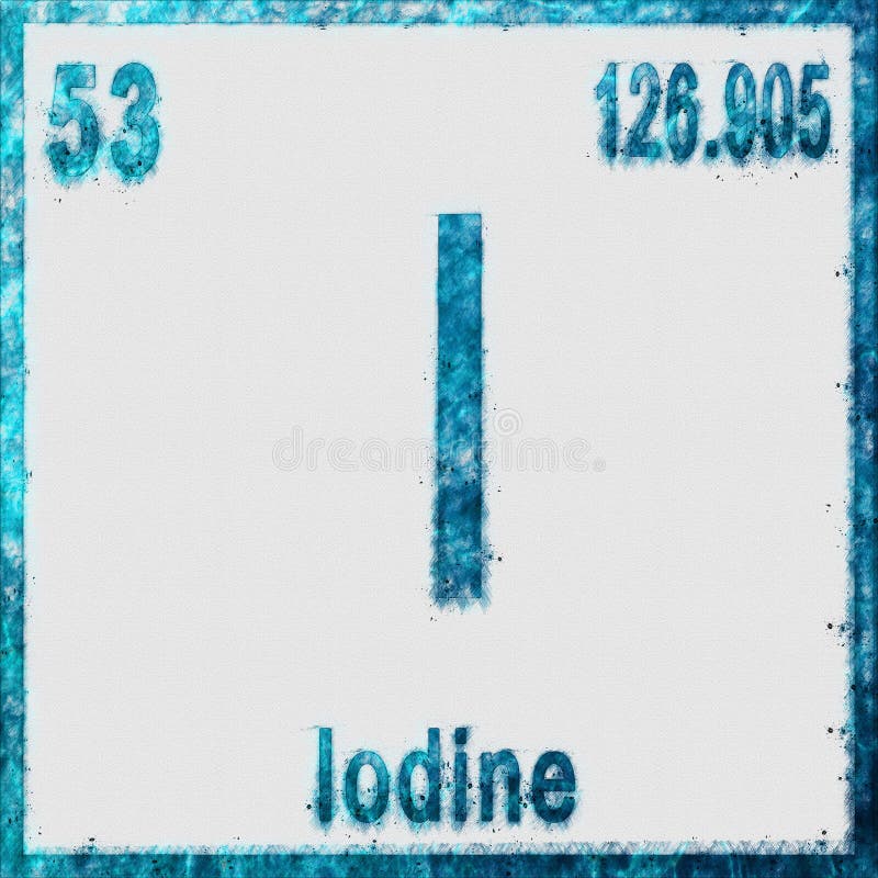 Iodine Chemical Element Blue on White vector illustration