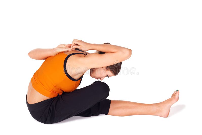 Ioga praticando da mulher apta que estica Asana imagem de stock Ioga praticando da mulher apta que estica Asana imagem de stock