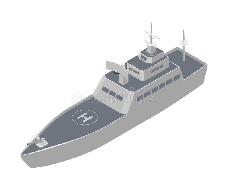 Iometrisk vektor för militärt krigsfartyg stock illustrationer Iometrisk vektor för militärt krigsfartyg stock illustrationer