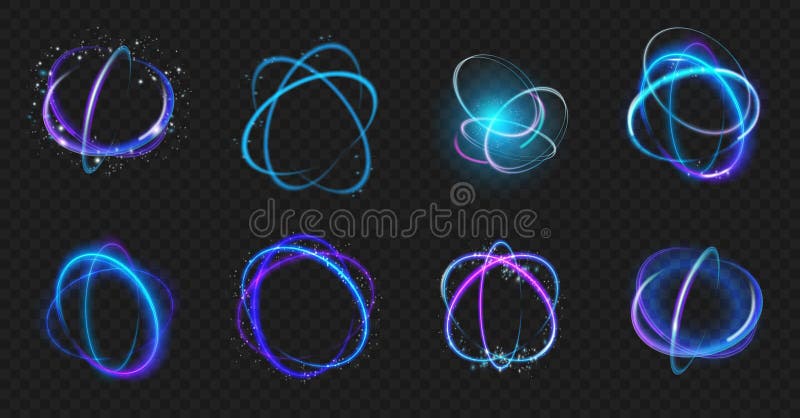 Ionenelemente und Atom-Elemente mit Neonstrahlwirkung lizenzfreie abbildung