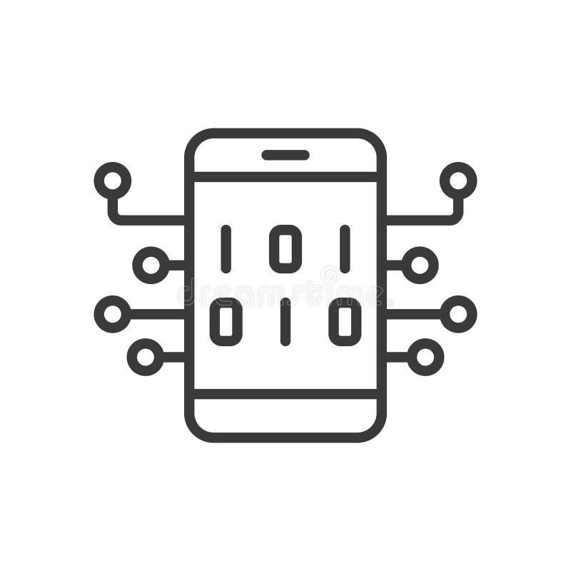 IoT code, icon in line design. IoT, code, internet, things, digital, connectivity, network on white background vector stock illustration