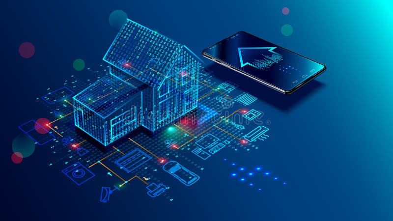 IOT concept. Smart home connection and control with devices through home network. Internet of things. vector illustration