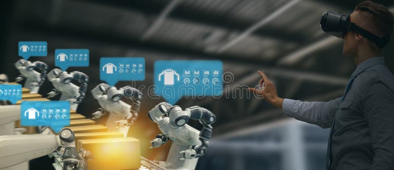 Iot industry 4.0 concept,industrial engineer using smart glasses with augmented mixed with virtual reality technology to monitorin stock photo Iot industry 4.0 concept,industrial engineer using smart glasses with augmented mixed with virtual reality technology to monitorin stock photo