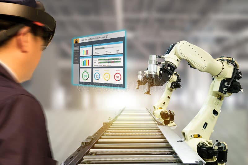 Iot industry 4.0 concept,industrial engineerblurred using smart glasses with augmented mixed with virtual reality technology to royalty free stock image Iot industry 4.0 concept,industrial engineerblurred using smart glasses with augmented mixed with virtual reality technology to royalty free stock image