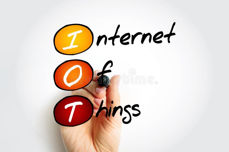 IOT Internet Of Things - physical objects that are embedded with sensors, software, and other technologies that connect and stock photos