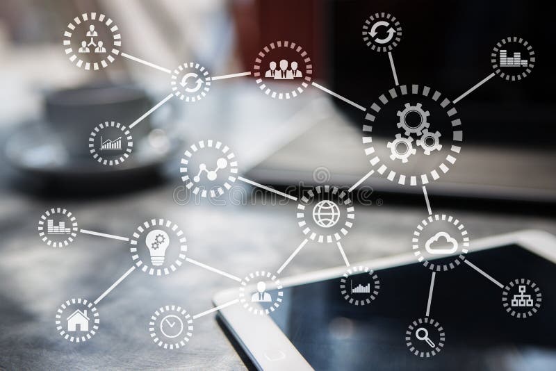 IOT Internet van Dingen Automatisering en modern technologieconcept vector illustratie IOT Internet van Dingen Automatisering en modern technologieconcept vector illustratie