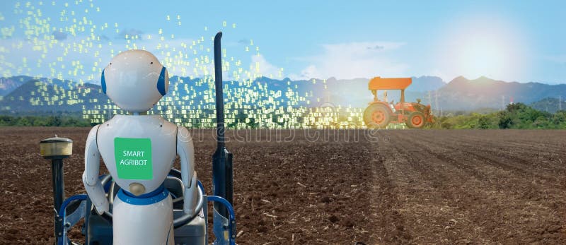 Iot smart farming, agriculture in industry 4. 0 technology with artificial intelligence and machine learning concept. it help to im stock image