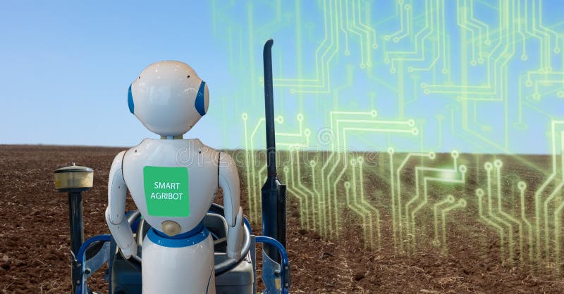 Iot smart farming, agriculture in industry 4. 0 technology with artificial intelligence and machine learning concept. it help to im royalty free stock photography