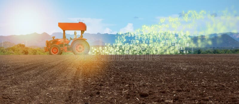 Iot smart farming, agriculture in industry 4. 0 technology with artificial intelligence and machine learning concept. it help to im royalty free stock images
