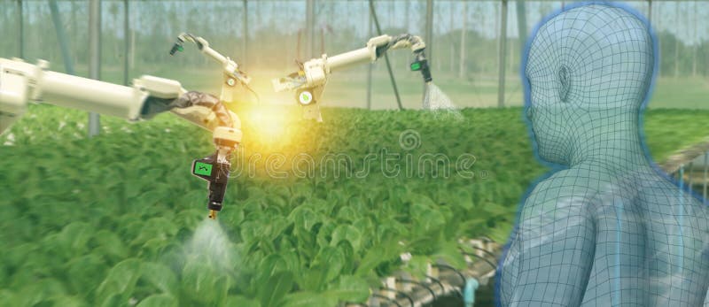 Iot Smart Industry Robot 40 Agriculture Conceptindustrial Agronomist