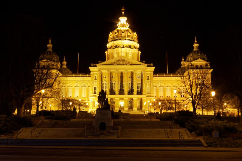 Iowa State Capitol Building Front (Night)