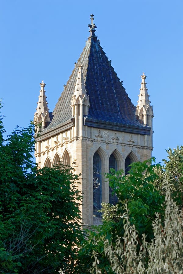 Iowa state university campanile in the trees stock photo image of