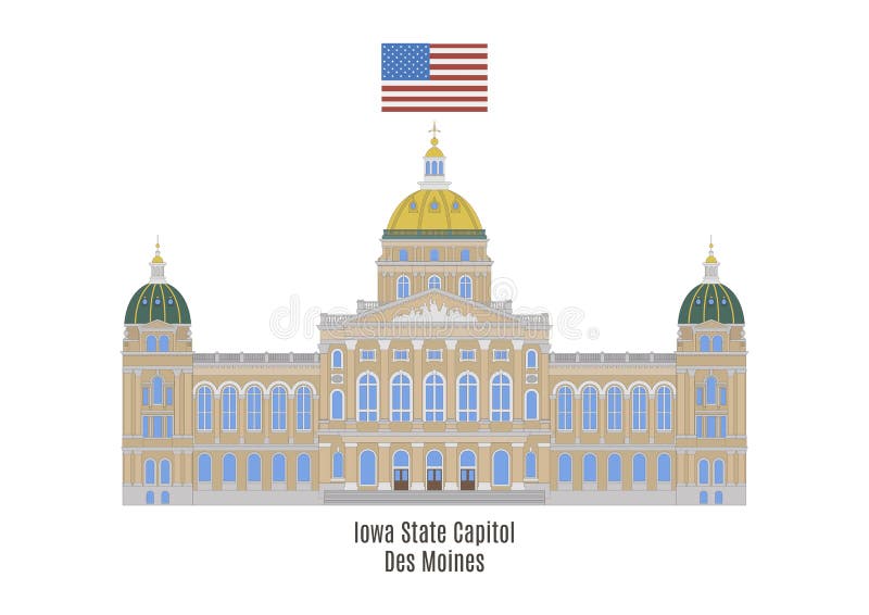 Iowa statKapitolium, Des Moines stock illustrationer Iowa statKapitolium, Des Moines stock illustrationer