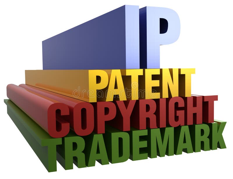 IP de woorden van het Handelsmerk van Copyright van het Octrooi stock illustratie IP de woorden van het Handelsmerk van Copyright van het Octrooi stock illustratie