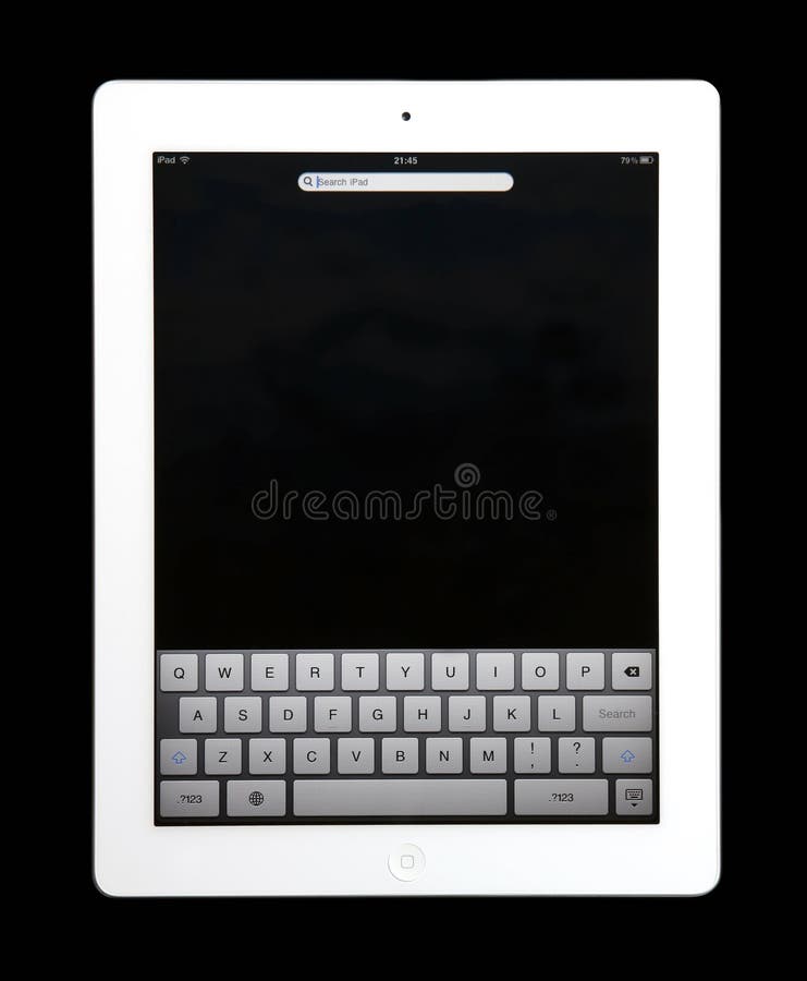 The new iPad 2 in search mode, isolated on black background