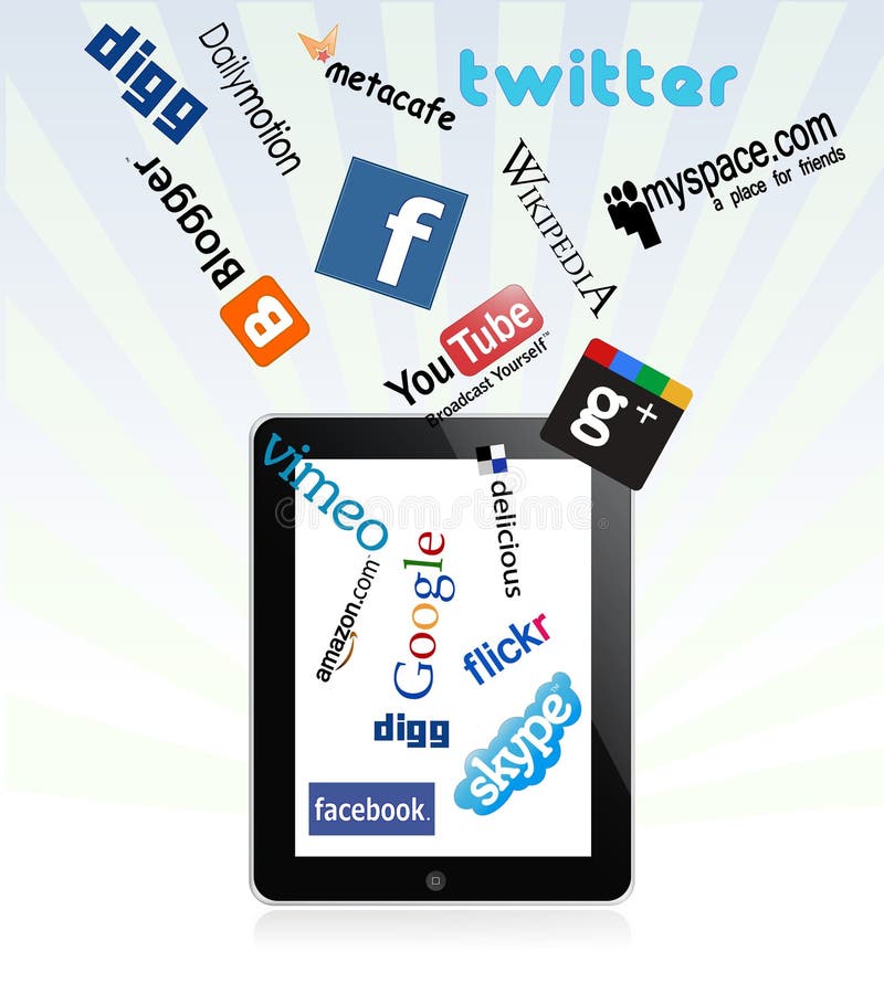 Ipad e marchi sociali della rete royalty illustrazione gratis Ipad e marchi sociali della rete royalty illustrazione gratis