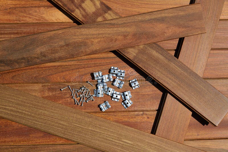 Ipe Deck Wood Installation Screws Clips Fasteners Stock Photo Image
