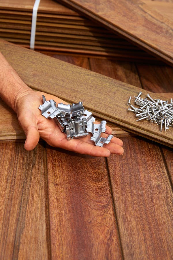 Ipe Deck Wood Installation Screws Clips Fasteners Stock Image Image