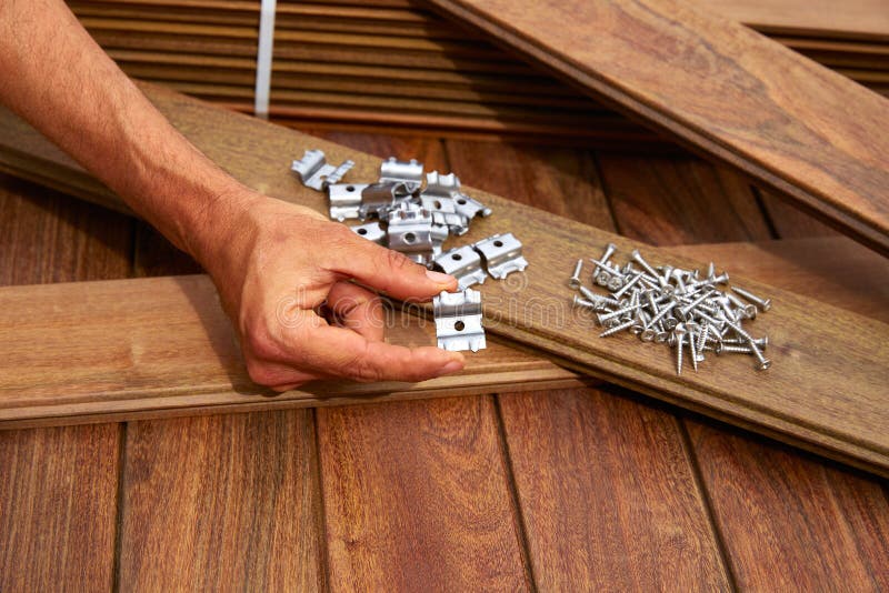Ipe Deck Wood Installation Screws Clips Fasteners Stock Photo Image