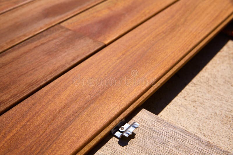 Ipe Decking Deck Wood Installation Clips Fasteners Stock Image Image