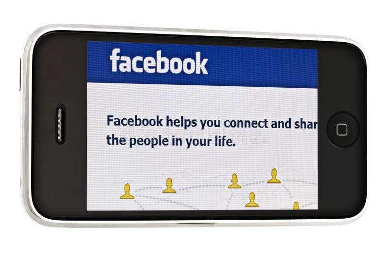 Facebook website display on the iPhone screen isolated on white. Iphone screen recording stock images, royalty-free photos and pictures