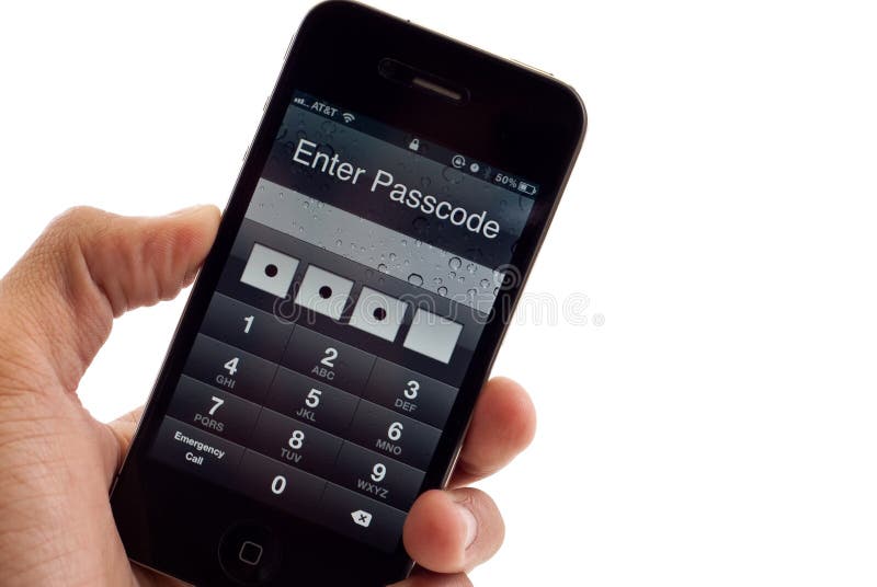 Apple iPhone 4 Beveiligingscode stock afbeeldingen