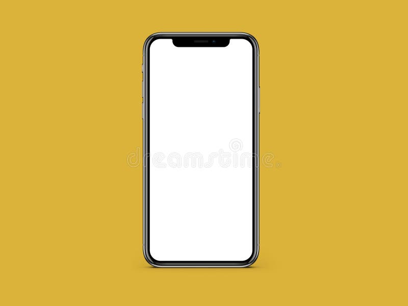 Download Iphone X Blank White Screen Mockup On Yellow Color Background Mockup Stock Illustration Illustration Of Advertise Metallic 183054731