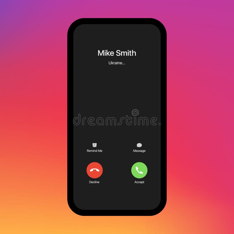 IPhone Call Screen. Interface. Accept Button, Decline Button. Incoming Call.  IPhone IOS Call Screen Template Stock Vector - Illustration of people,  clean: 198636444