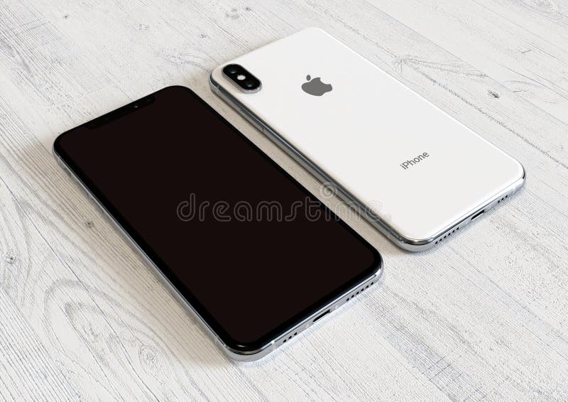 Vista frontal trasera de Apple iPhone X plateada aislada sobre