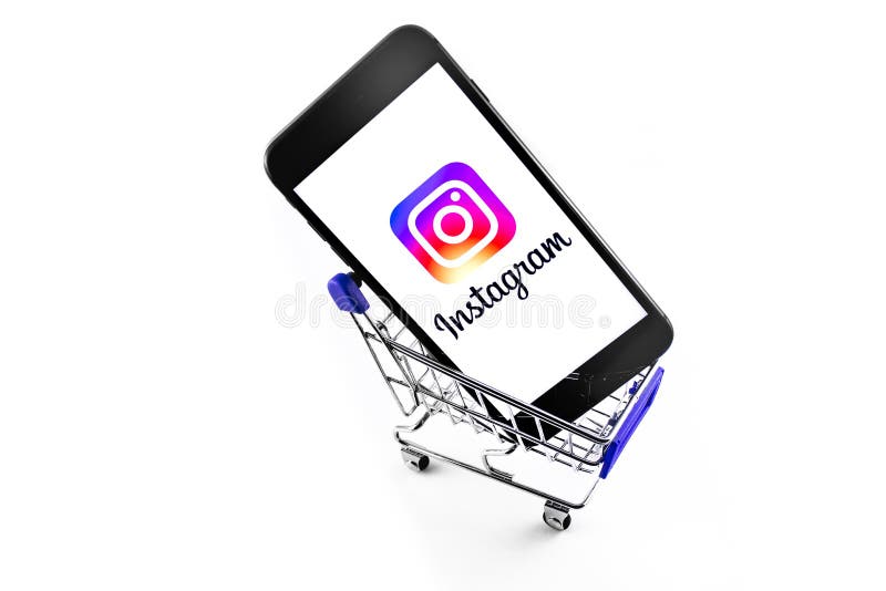 IPhone with Instagram logo in shopping cart. Social media. Instagram is a photo-sharing app for smartphones. Moscow, Russia - June 25, 2019