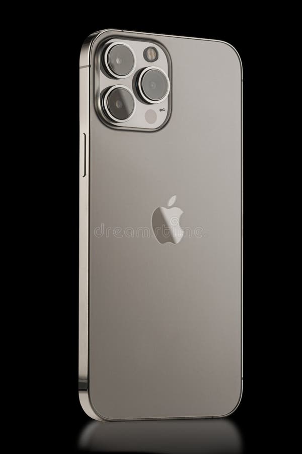 IPhone 13 Pro Max on a Black Background. Three Close-up Phone Cameras,  Apple Logo. Russia, Krasnoyarsk 13 October 2021. Editorial Photo - Image of  black, grey: 233448801