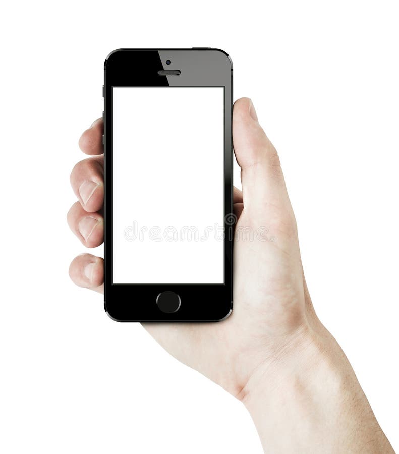 Iphone 5s in male hand. stock photos