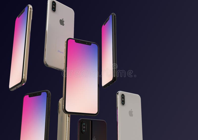 Smartphones iPhone Xs Gold, Silver and Space Grey, presented as floating in the air, on a dark background. Colorful gradient screen. Concept composition, multiple angles. Perfect for mock-ups and mobile app or responsive web design simulations. Dynamic, strong composition. High quality 3D render, extremely detailed. Smartphones iPhone Xs Gold, Silver and Space Grey, presented as floating in the air, on a dark background. Colorful gradient screen. Concept composition, multiple angles. Perfect for mock-ups and mobile app or responsive web design simulations. Dynamic, strong composition. High quality 3D render, extremely detailed.