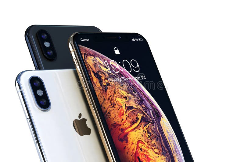 IPhone Xs złoto, srebro i przestrzeń Popielaci na białym zakończeniu, fotografia royalty free IPhone Xs złoto, srebro i przestrzeń Popielaci na białym zakończeniu, fotografia royalty free
