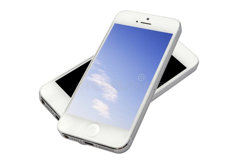 Iphone 5 isolated on white background. Iphone screen recording stock images, royalty-free photos and pictures