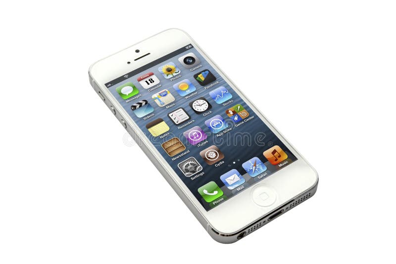 Iphone 5 isolated on white background. Iphone screen recording stock images, royalty-free photos and pictures