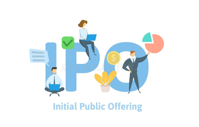 IPO, Initial Public Offering. Concept with People, Letters, and Icons ...